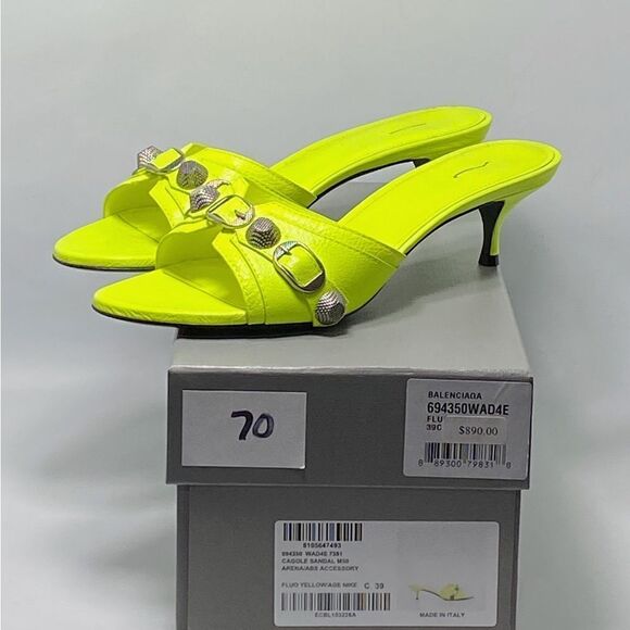 Balenciaga Women's Cagole Buckle Stud Slide Sandals size 39 - Picture 9 of 12